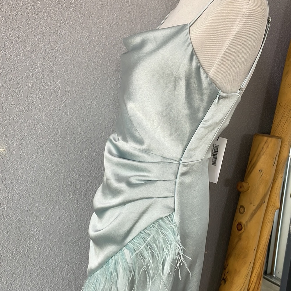 New Keren Millen Satin Crepe Cowl Neck Feather Cami Dress Sz 4 - Picture 7 of 15